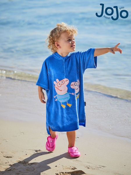 JoJo Maman Bébé Bright Peppa Pig Towelling Hooded Poncho (Q88314) | £26