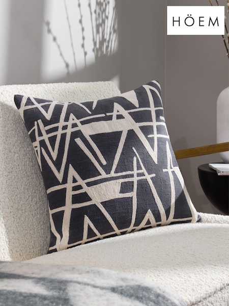 HÖEM Blue Vannes Embroidered Polyester Filled 100% Cotton Cushion (Q88607) | £19