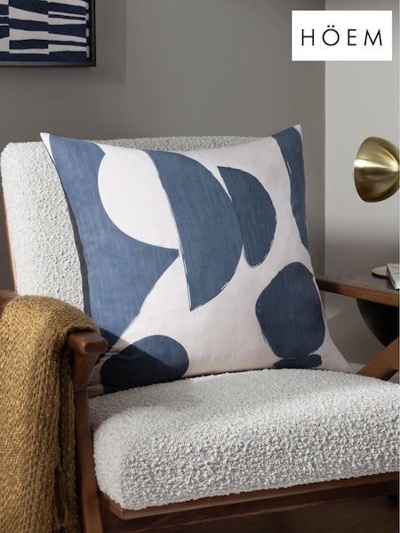 HÖEM Blue Meta Square Abstract Feather Filled 100% Cotton Cushion (Q88635) | £30