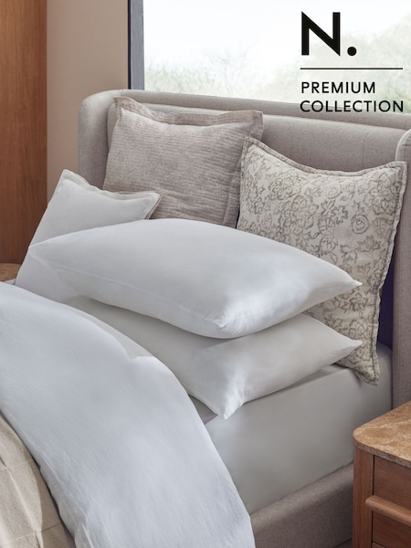 Set of 2 White N. Premium 100% Linen Pillowcases (Q88790) | £32
