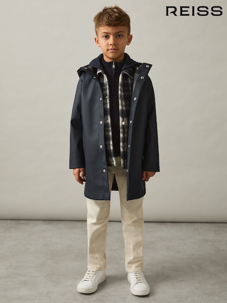 Reiss Navy Eero 3-9 yrs Water Repellent Hooded Coat (Q89056) | £78