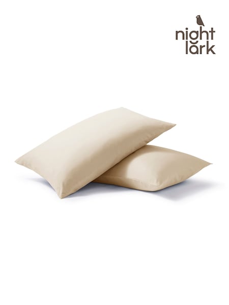 Night Lark Set of 2 Warm Sand Plain Dye Pillowcases (Q89068) | £18