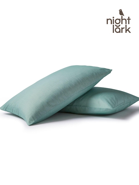 Night Lark Seagrass Green Set of 2 Linen Plain Dye Pillowcases (Q89074) | £18