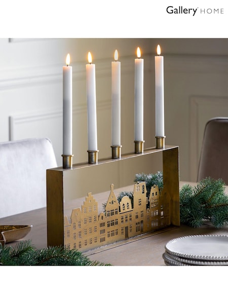 Gallery Home Gold Christmas Wilby Large Candleholder (Q89181) | £25