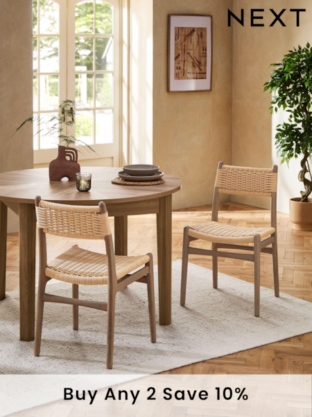 Set of 2 Dark Natural Otto Rattan Wood Dining Chairs (Q89764) | £270