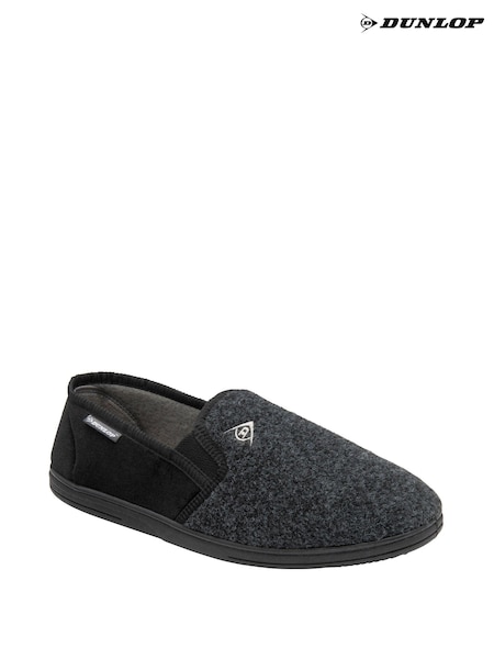 Dunlop Black Mens Full Shoes Felt Slippers (Q89989) | £23