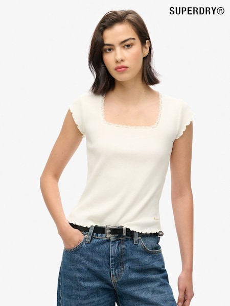 Superdry White Essential Square Neck T-Shirt (Q90056) | £23