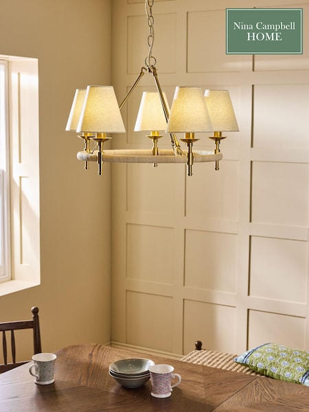 Nina Campbell Brass Sagano Chandeilier Ceiling Light (Q90096) | £0