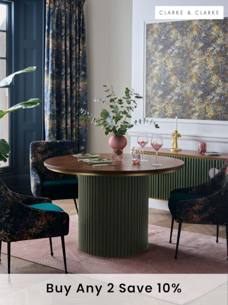 Clarke & Clarke Ribbed Green Mango Wood Calisto 4 Seater Round 4 Seater Round Dining Table (Q90098) | £849