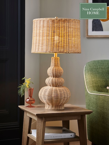 Nina Campbell Natural Liana Rattan Table Lamp (Q90102) | £160