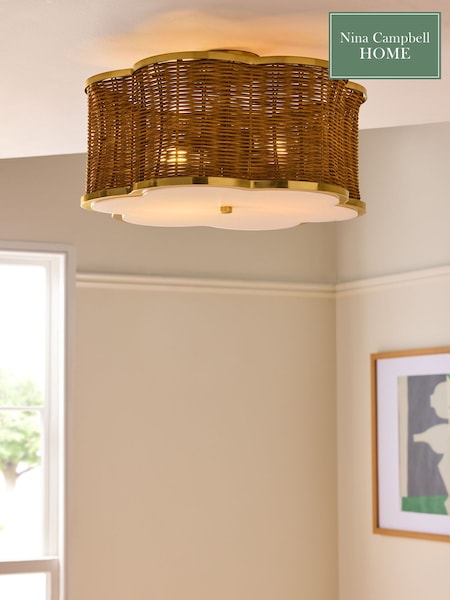 Nina Campbell Natural Fleur Flush Ceiling Light (Q90105) | £130
