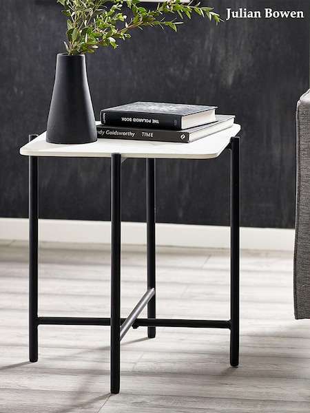Julian Bowen White Marble Siena Square Lamp Table (Q90334) | £100