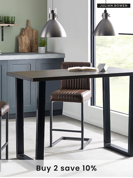 Julian Bowen Dark Oak and Metal Brooklyn Bar Table (Q90342) | £396.55