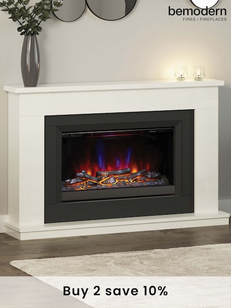 Be Modern White Carter 52 Micro Marble Electric Fireplace (Q90393) | £1,250