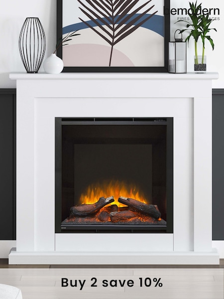 Be Modern White Beadnell Timber Electric Fireplace (Q90402) | £1,255