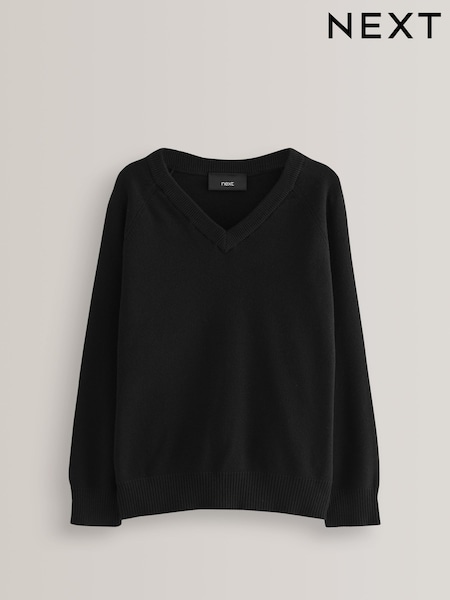 Black Knitted V-Neck School Jumper (3-16yrs) (Q90683) | £7 - £13