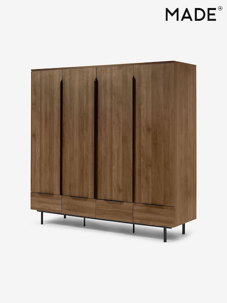 MADE.COM Walnut Effect Damien 4 Door, 4 Drawer Wardrobe (Q90865) | £499