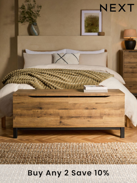 Dark Natural Bronx Oak Effect Large Blanket Box (Q91178) | £225