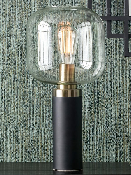 Pacific Black Florence Metal and Glass Table Lamp (Q91253) | £100
