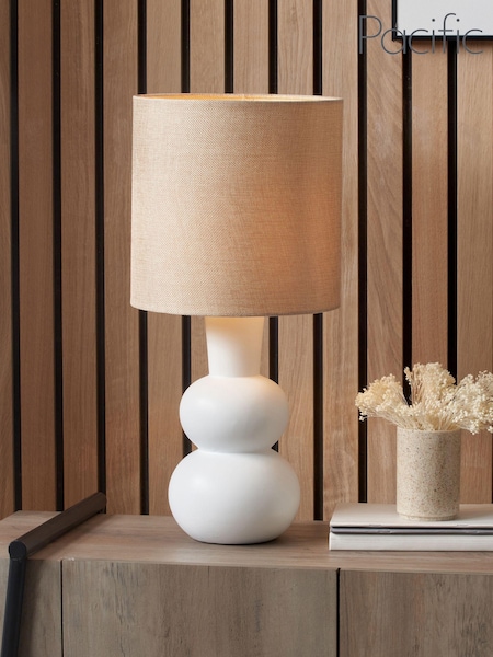 Pacific White Aaliyah Curved Bottle Ceramic Table Lamp (Q91258) | £60
