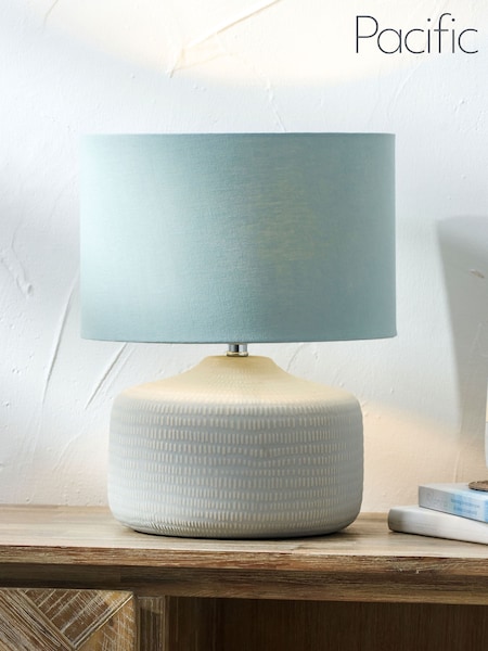Pacific Blue Kai Scratch Texture Ceramic Table Lamp (Q91260) | £40