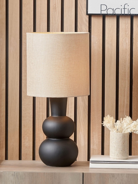 Pacific Black Aaliyah Curved Bottle Ceramic Table Lamp (Q91261) | £60