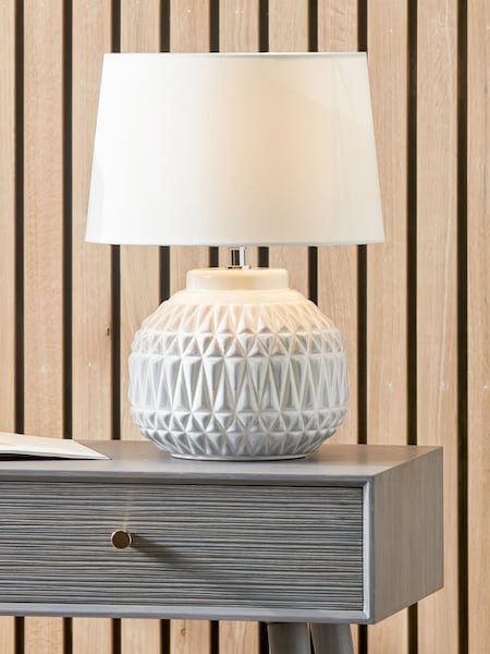 Pacific White Anneli Texture Ceramic Table Lamp (Q91471) | £50