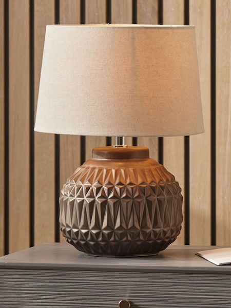 Pacific Bronze Anneli Aztec Texture Ceramic Table Lamp (Q91498) | £50