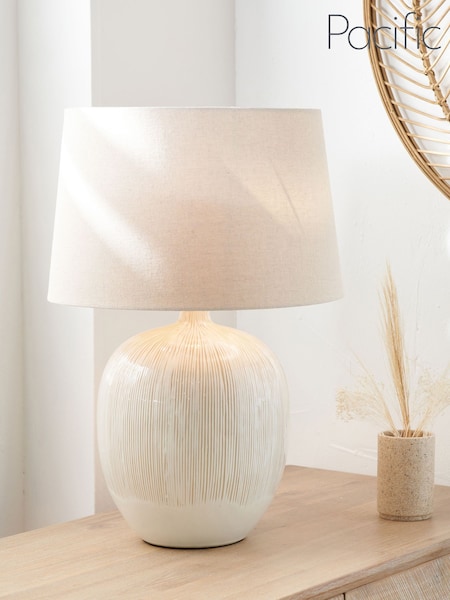 Pacific Natural Anneli Texture Ceramic Table Lamp (Q91526) | £90