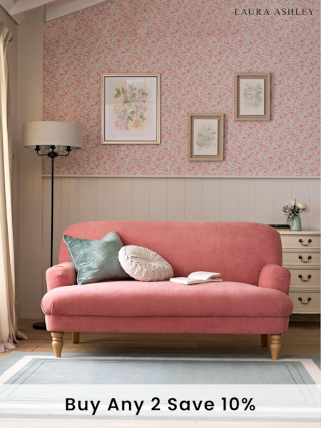 Laura Ashley Baron Chenille Old Rose Pink Clipsham Small 2 Seater Sofa (Q91617) | £799