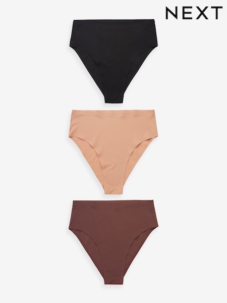 Black/Praline Nude/Chocolate Nude High Rise High Leg No VPL Comfort Knickers 3 Pack (Q91619) | £19