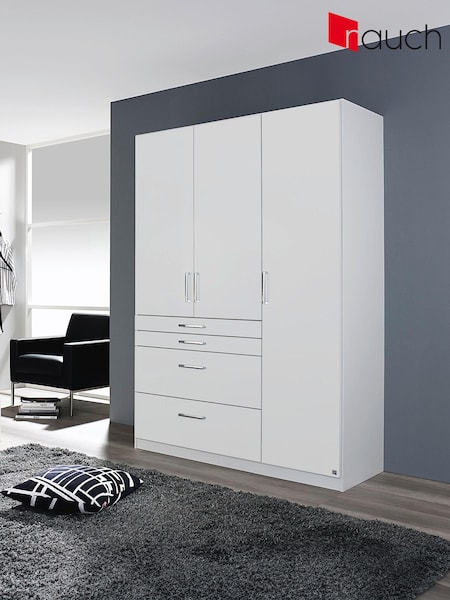 Rauch Alpine White Harburg 136cm Hinged 3 Door 4 Drawer Semi Fitted Wardrobe (Q91678) | £704