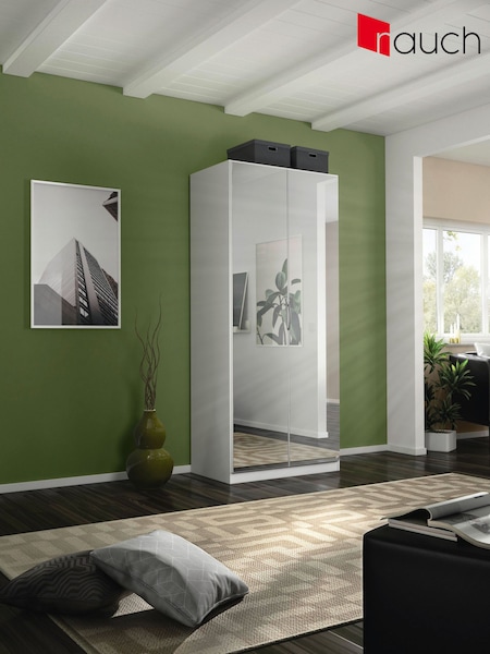 Rauch Alpine White Cameron Mirror Semi Fitted Double Wardrobe (Q91684) | £485