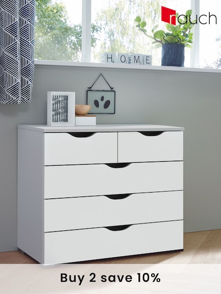 Rauch White/Grey Arnstein Balance Chest of 5 Drawer Drawers (Q91687) | £375