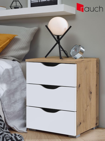 Rauch White/Oak Arnstein Balance 3 Drawer Bedside Table (Q91690) | £217