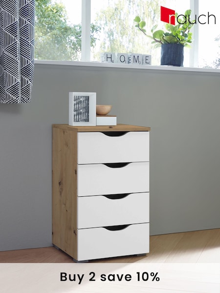 Rauch White/Oak Arnstein Balance Chest of 4 Drawer Drawers (Q91700) | £261