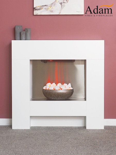 Adam White Cubist Electric Fireplace Suite (Q92487) | £340
