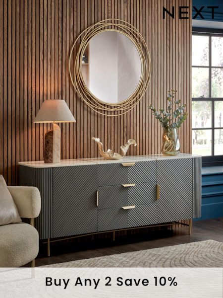 Dark Grey Valencia Marble Mango Wood Extra Large Sideboard (Q92889) | £1,299