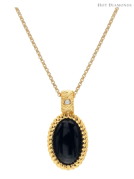 Hot Diamonds HD X JJ Gold Tone Onyx Oval Pendant (Q93003) | £95