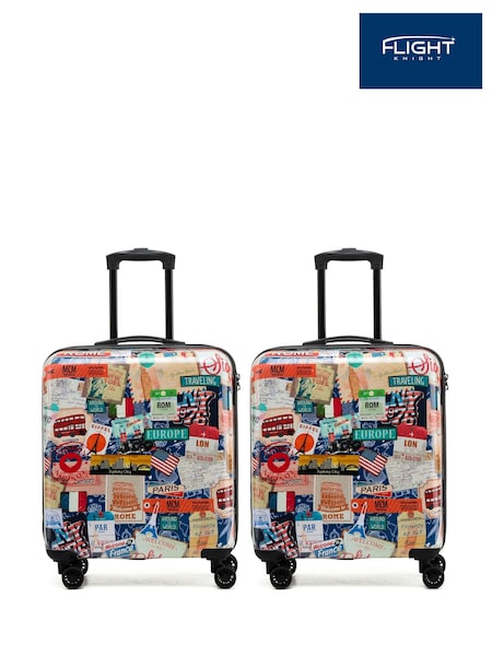 Flight Knight Medium Check-In Hold Luggage Hardcase Travel Pink Suitcases Set Of 2 (Q93471) | £130