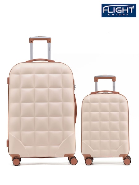 Flight Knight Set Of 2 Large Check-In & Small Carry-On Bubble Hardcase Travel Pink Suitcase (Q93475) | £110
