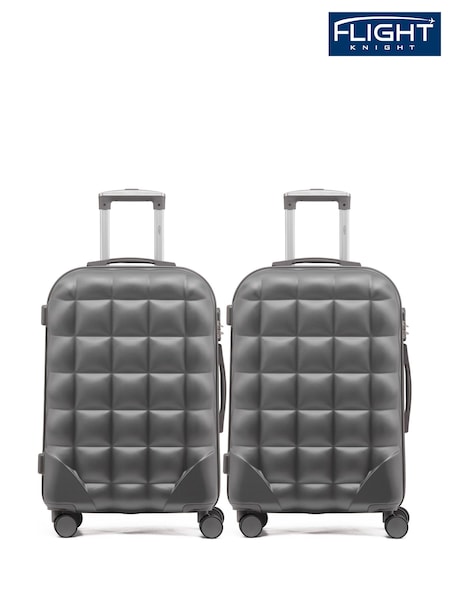 Flight Knight Medium Check-In Hold Luggage Bubble Hardcase Travel Brown Suitcases Set Of 2 (Q93477) | £115