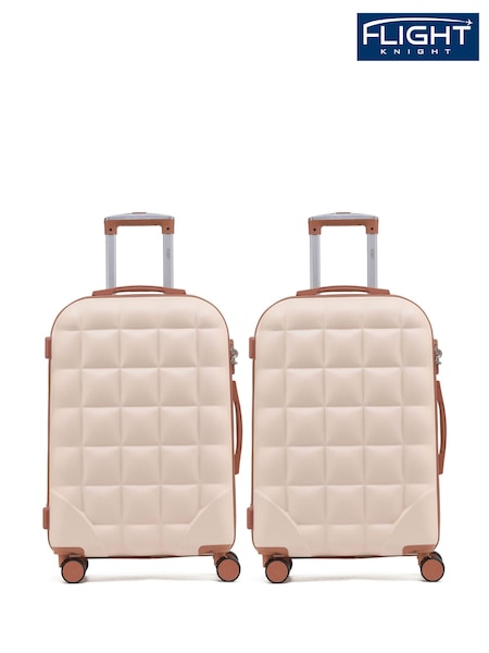 Flight Knight Medium Check-In Hold Luggage Bubble Hardcase Travel Brown Suitcases Set Of 2 (Q93492) | £115