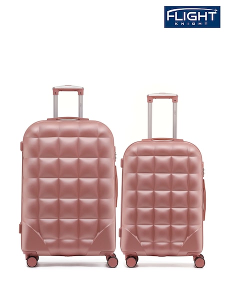 Flight Knight Pink Set Of 2 Medium Check-In & Small Carry-On Bubble Hardcase Travel Luggage (Q93500) | £100