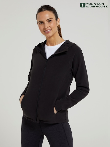 Mountain Warehouse Black Camber Womens Hooded Fleece (Q93579) | £26