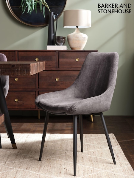 Barker and Stonehouse Grey Emmett Corduroy Fabric Dining Chair (Q93721) | £85