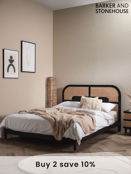 Barker and Stonehouse Sandblasted Black Nyx Rattan Kingsize Bed (Q93733) | £845