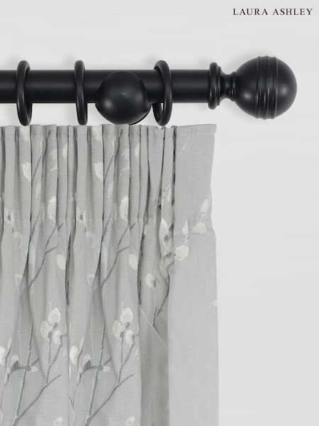 Laura Ashley Black Ribbed Ball 35mm Wood Curtain 360cm Pole (Q93768) | £105