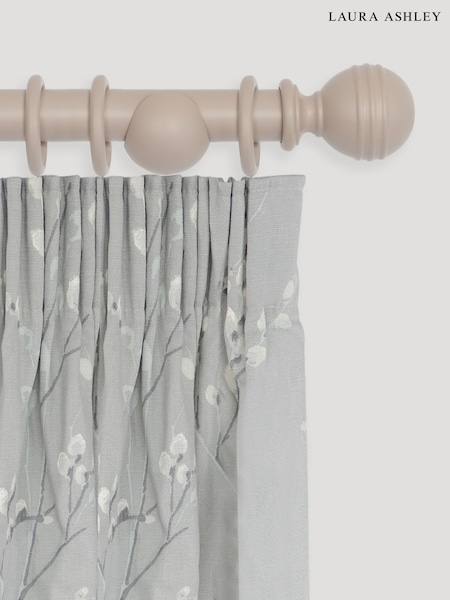 Laura Ashley Truffle Ribbed Ball 35mm Wood Curtain 240cm Pole (Q93799) | £90