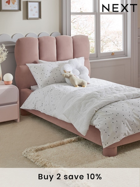 Soft Velvet Blush Pink Kids Bubble Upholstered Bed (Q93848) | £499